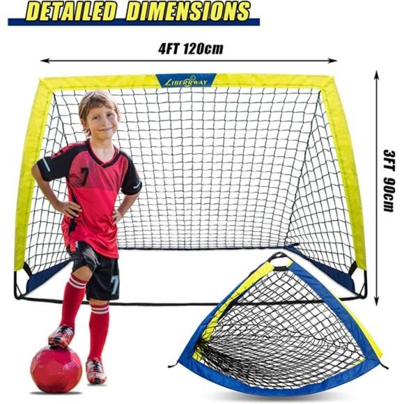 Soccer Goal 4'x 3' Portable Kids Soccer Goals with 6 Training Cones,, 2 Set - Picture 3 of 6